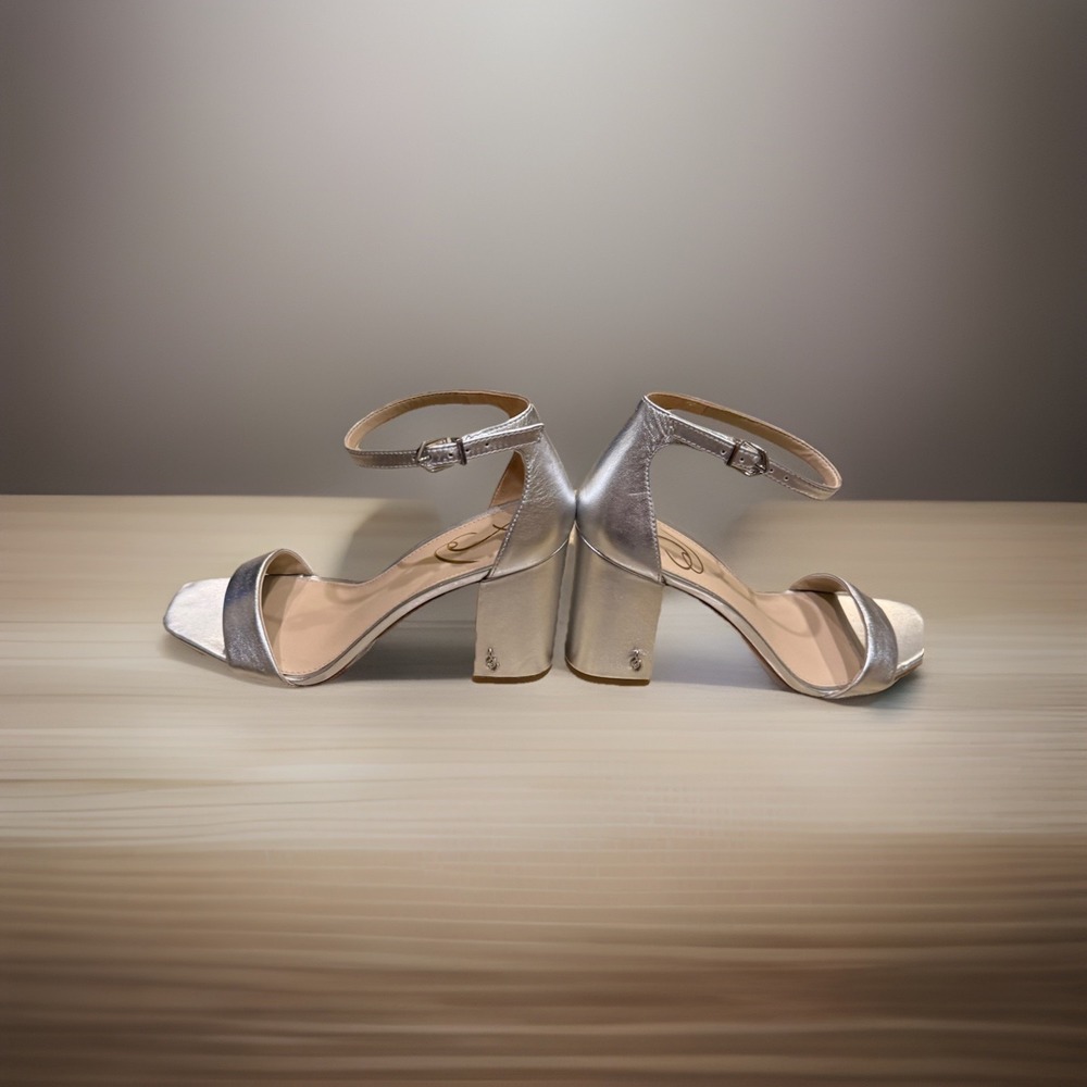 Sam Edelman Womens Silver Leather Daniella Ankle Strap Heels Size 7 - Picture 4 of 8